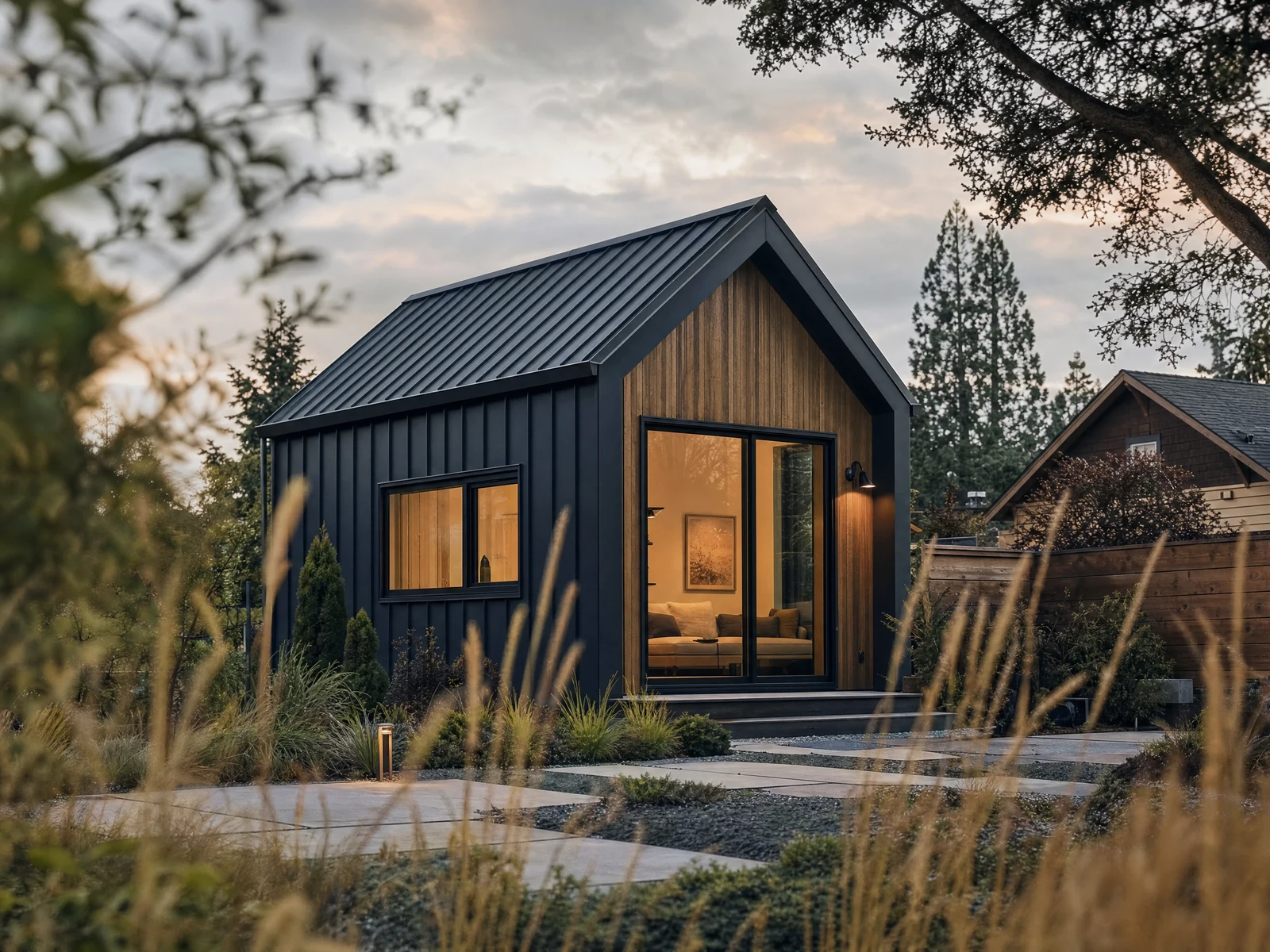 Illustrative concept: Contemporary detached accessory dwelling with a clear compact footprint